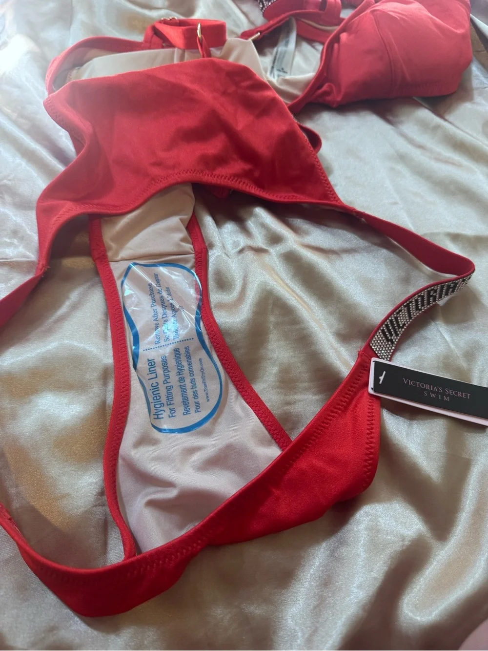 Victoria's Secret Red Shine Strap Bikini Set